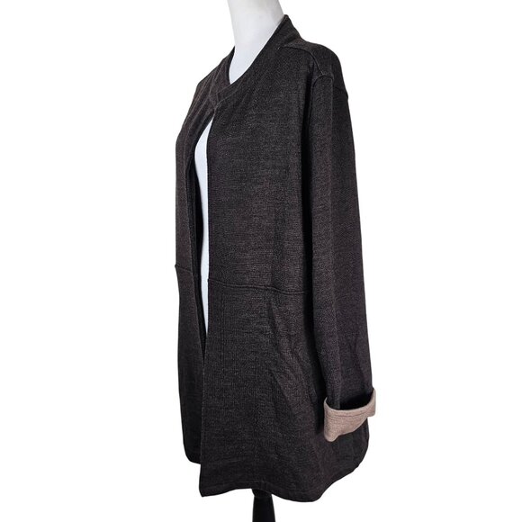 Susan Bristol Wool Blend Open Long Cardigan Jacket Sz XL Brown Tan Quiet Luxury - Picture 2 of 10